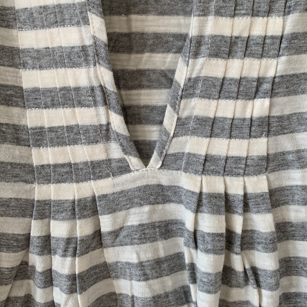 NWT LOFT 100% Cotton Stripe Deep V-Neck Long Sleeves Tunic Top Size Large - Picture 3 of 12